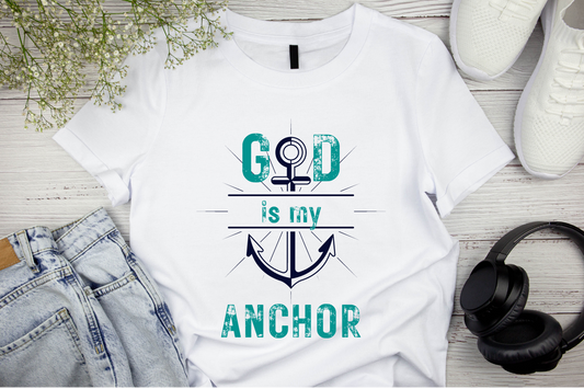 God Is My Anchor Transfer Turquoise/NavyBlue